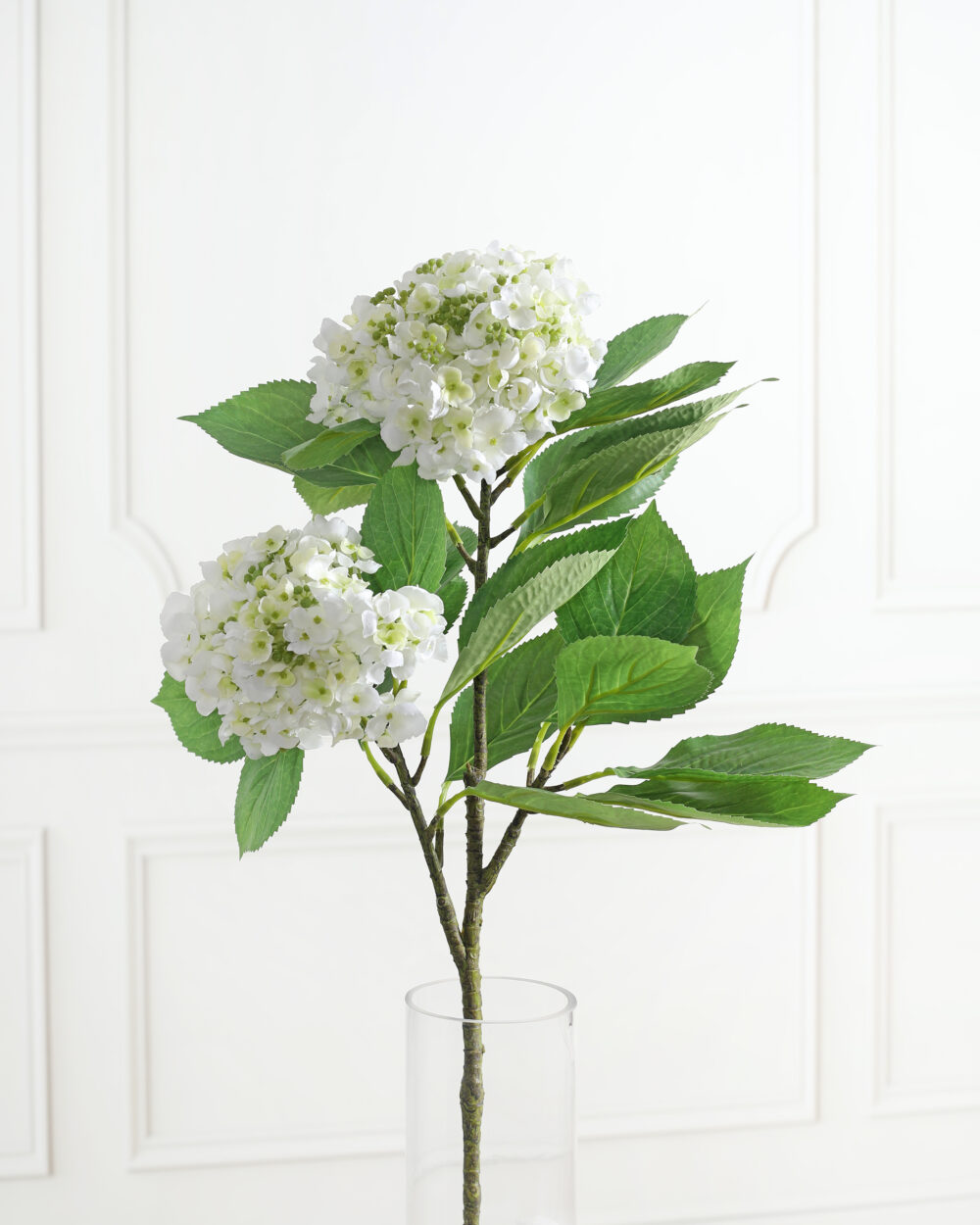 Faux Hydrangea Flower Stem - White