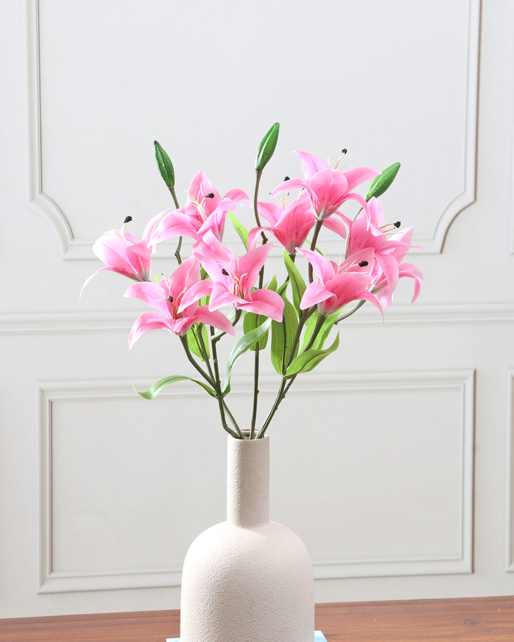 Artificial Real Touch Asiatic Lily Flower Bunch - Dark Pink