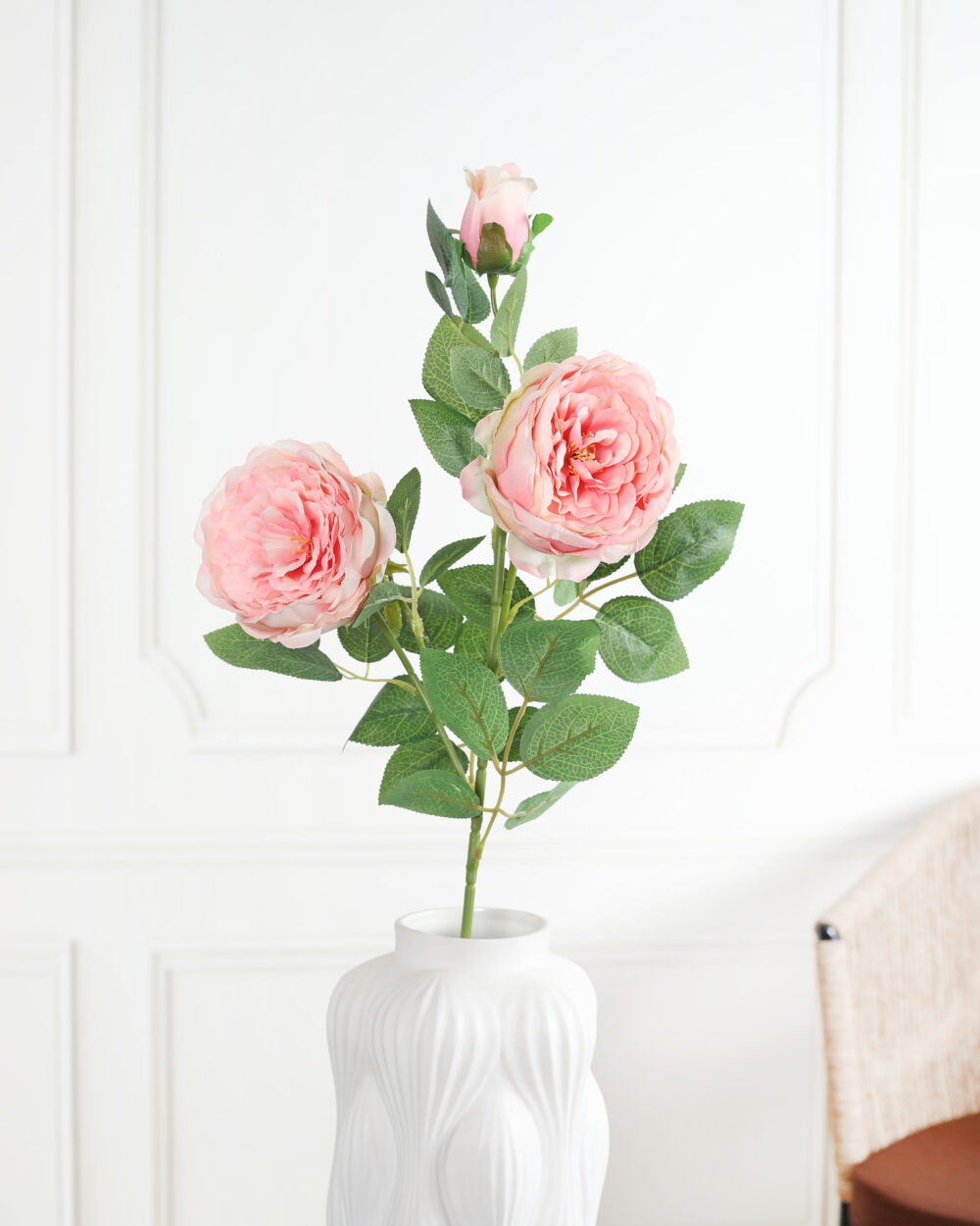 Artificial Cabbage Rose Flower Stem - Peach