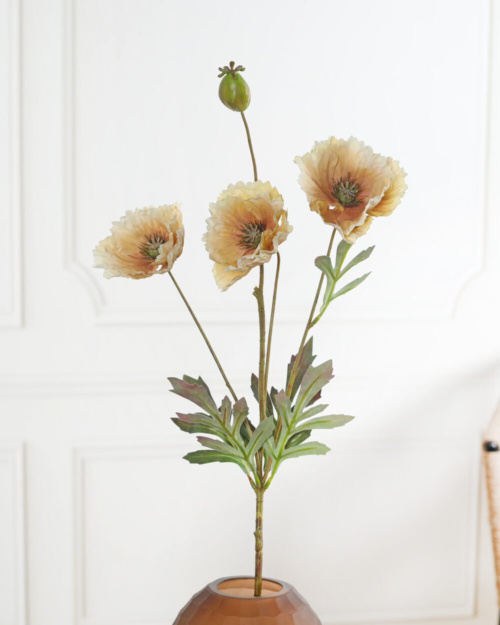 Artificial Poppy Flower Stem - Golden Yellow