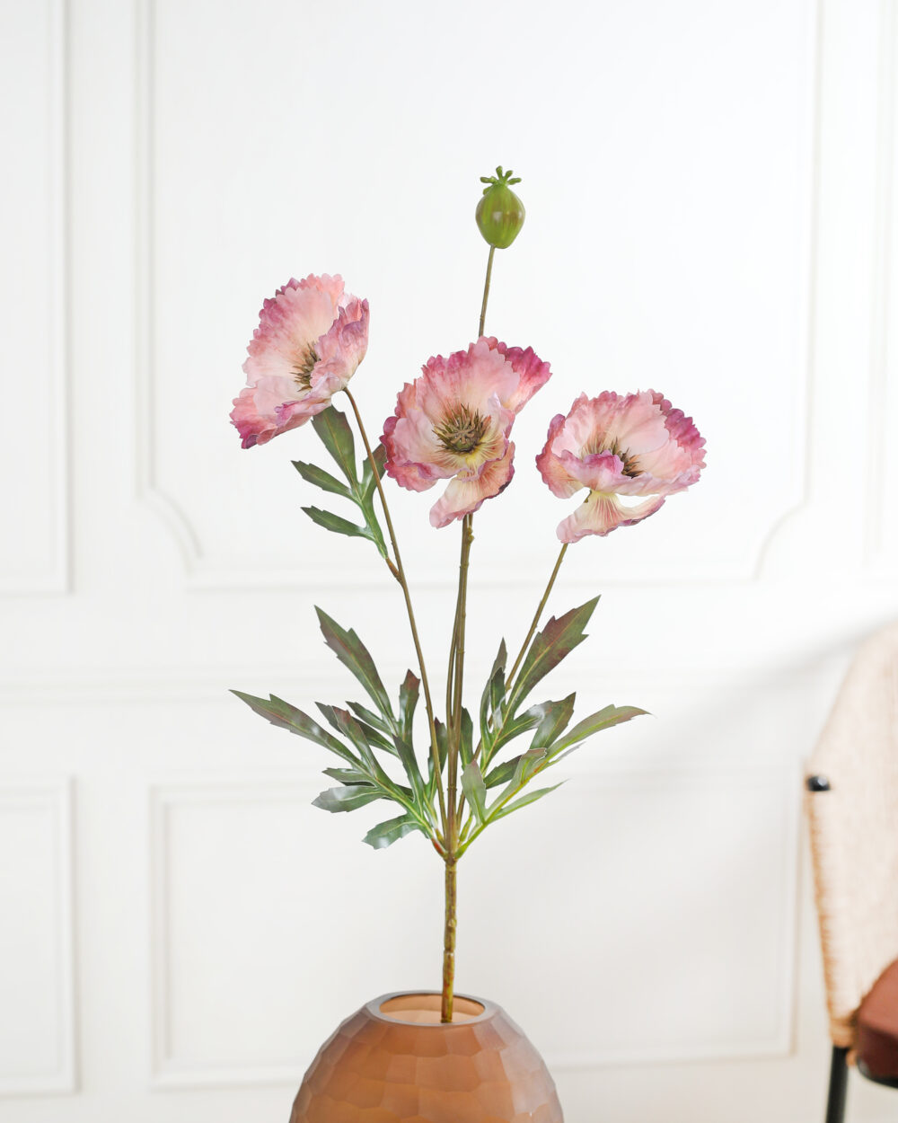 Artificial Poppy Flower Stem - Pink