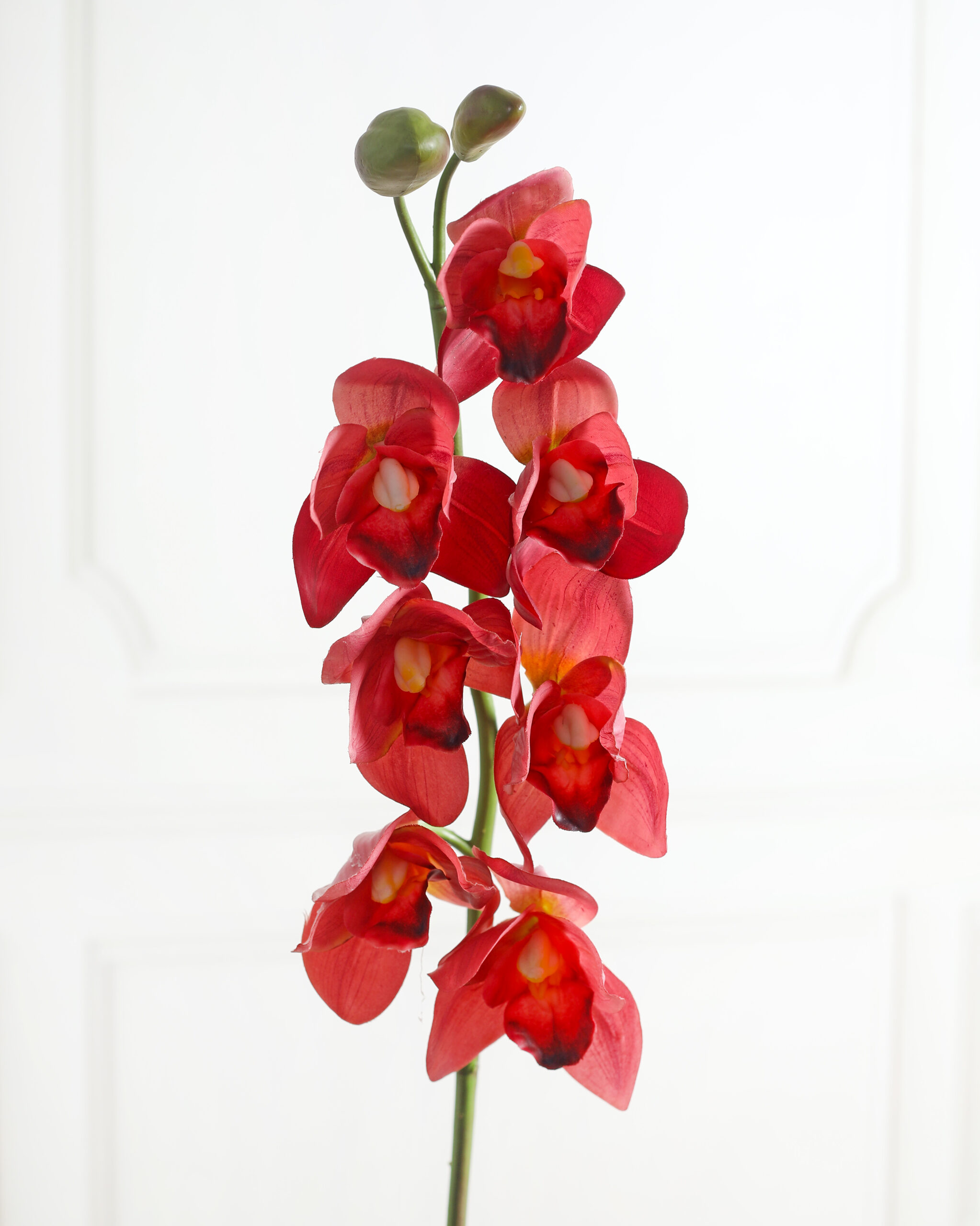 Artificial Real Touch Cymbidium Orchid Flower Stem - Red - Image 2