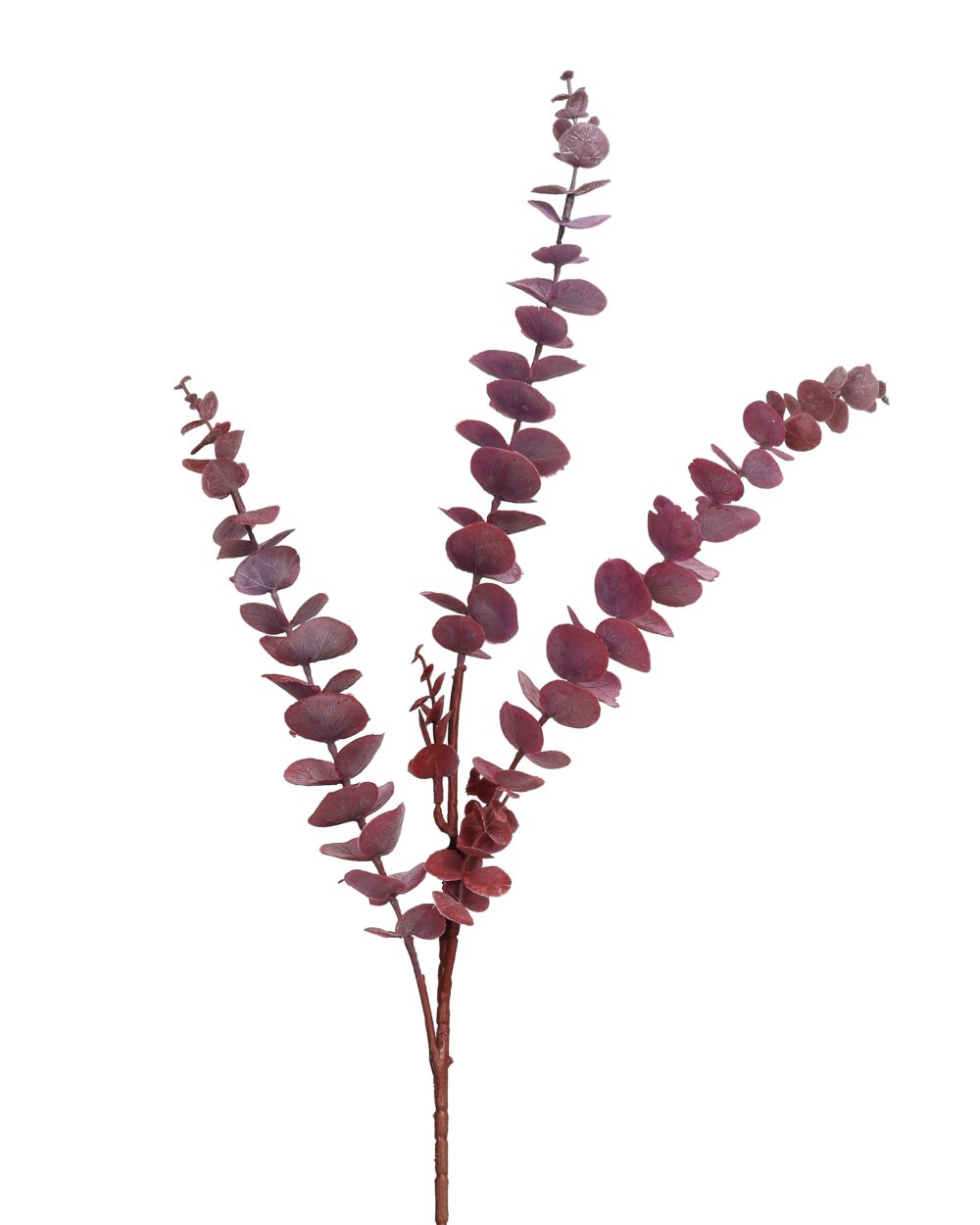 Artificial Real Touch Eucalyptus Leaves Stem - Crimson