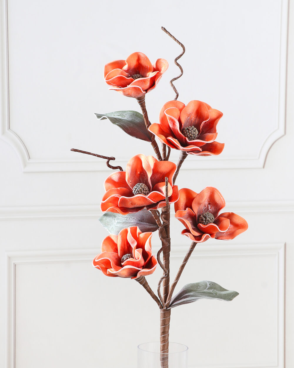 Artificial Camellia Foam Flower Stem - Orange
