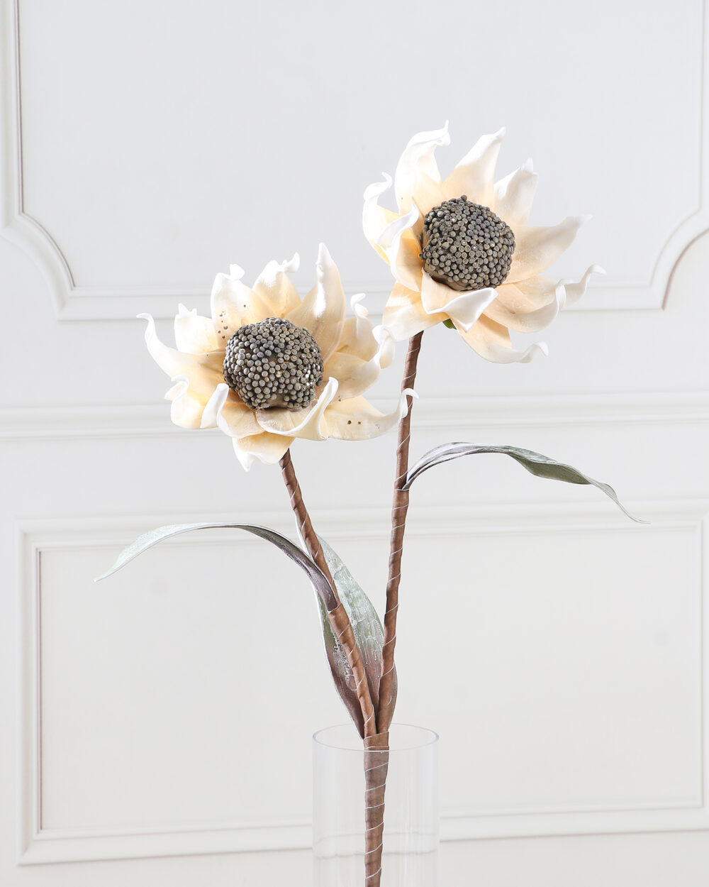 Artificial Star Dahlia Foam Flower Stem - White