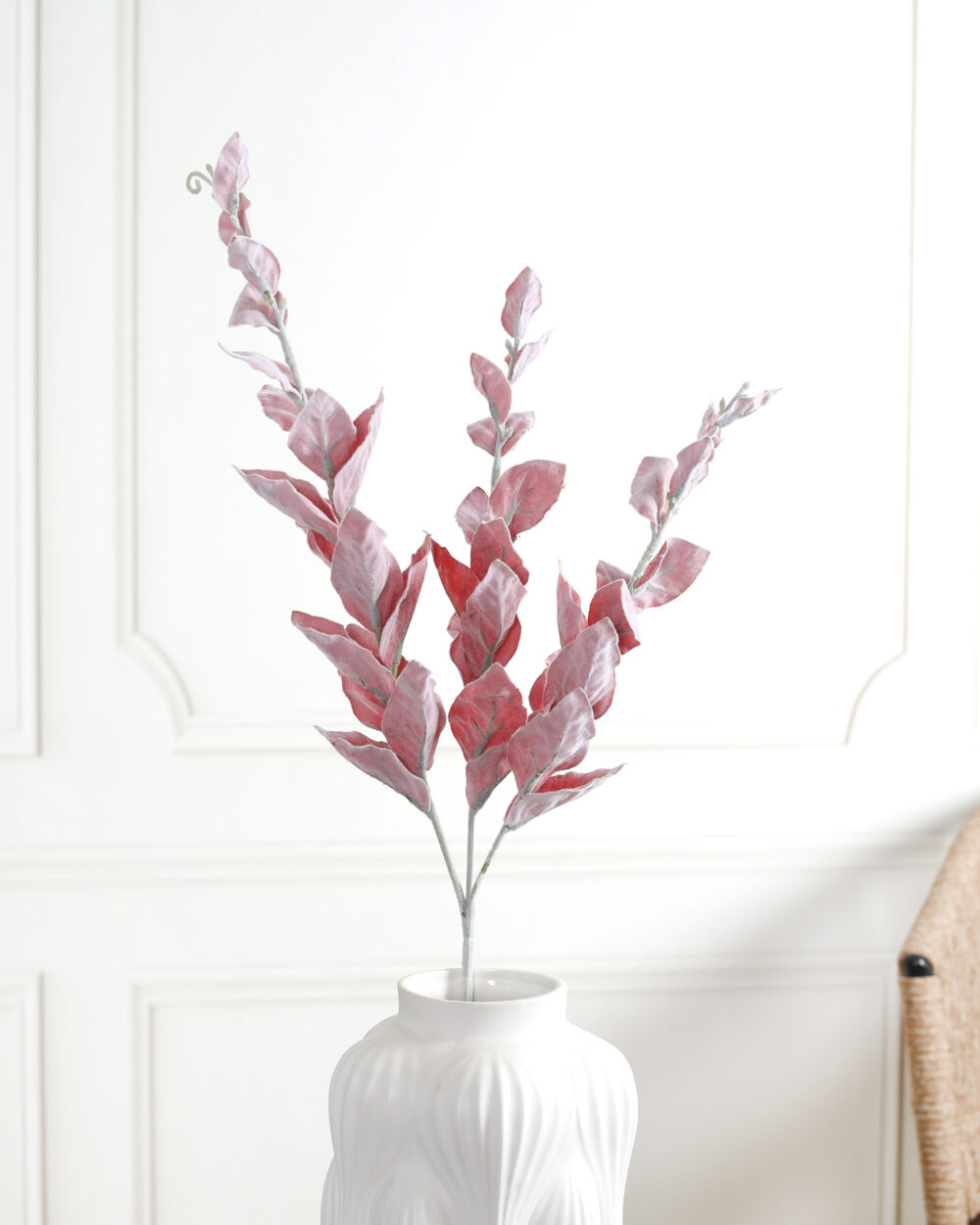 Artificial Frosted Basil Leaves - Red