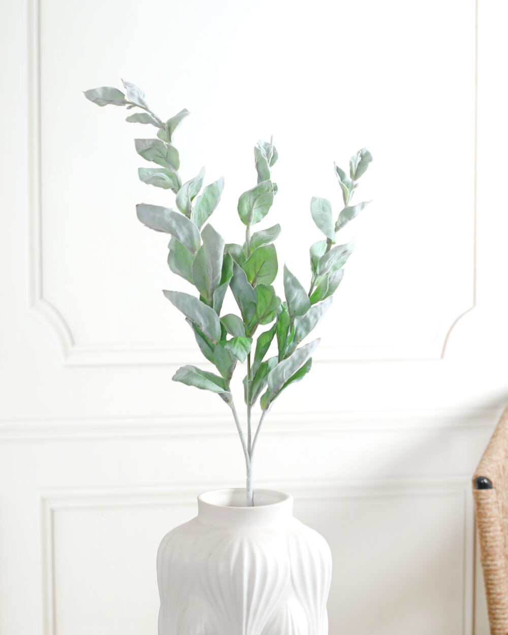 Artificial Frosted Basil Leaves - Green