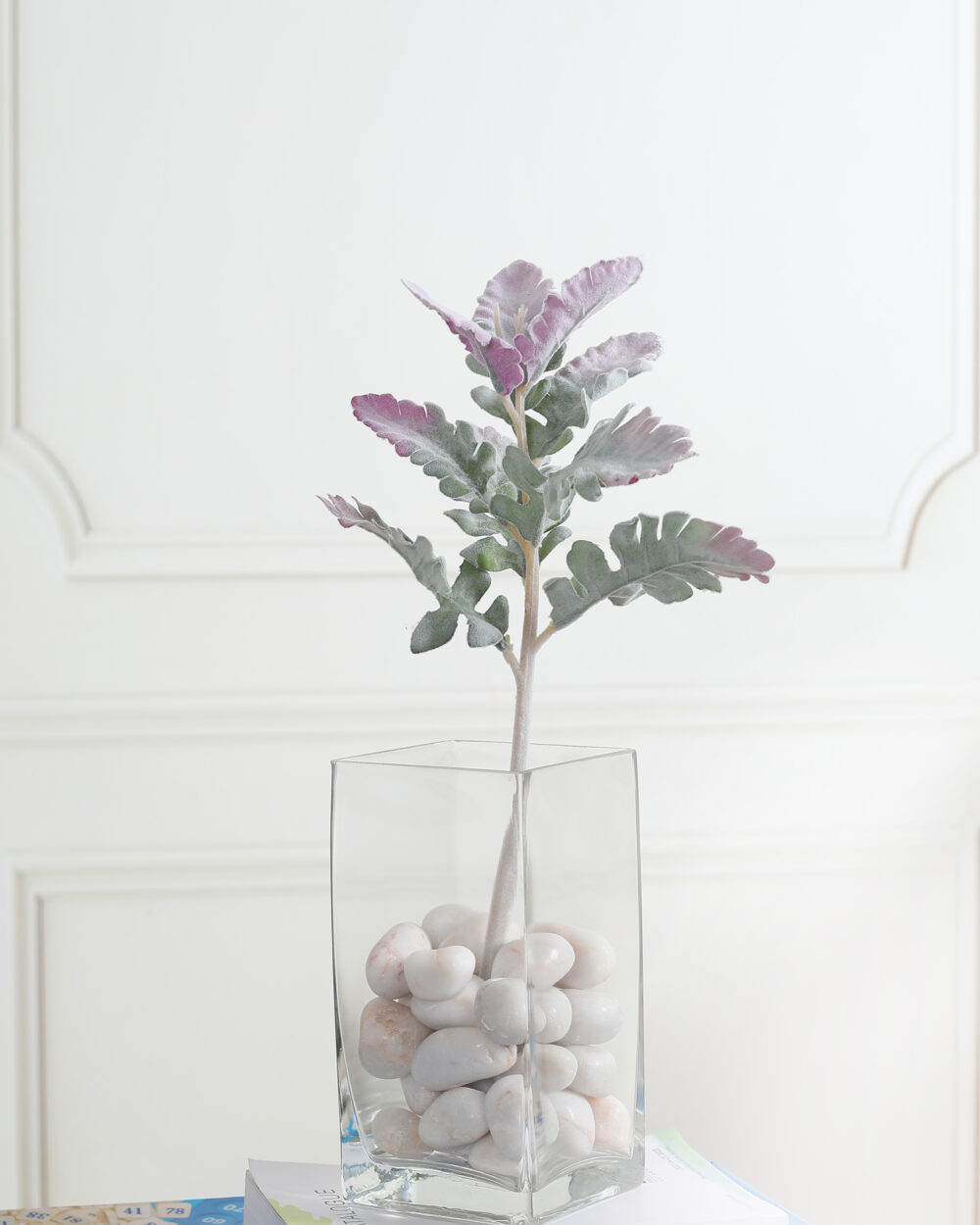 Artificial Frosted Senecio Cineraria Leaves - Green Red