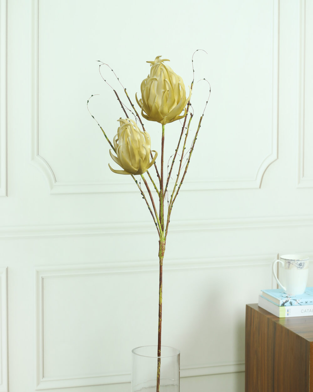 Artificial Queen Protea Foam Flower Stem - Brown
