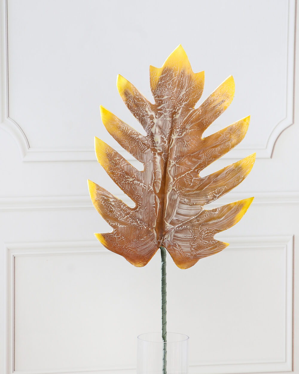 Artificial Monstera Leaf Foam Flower Stem - Yellow