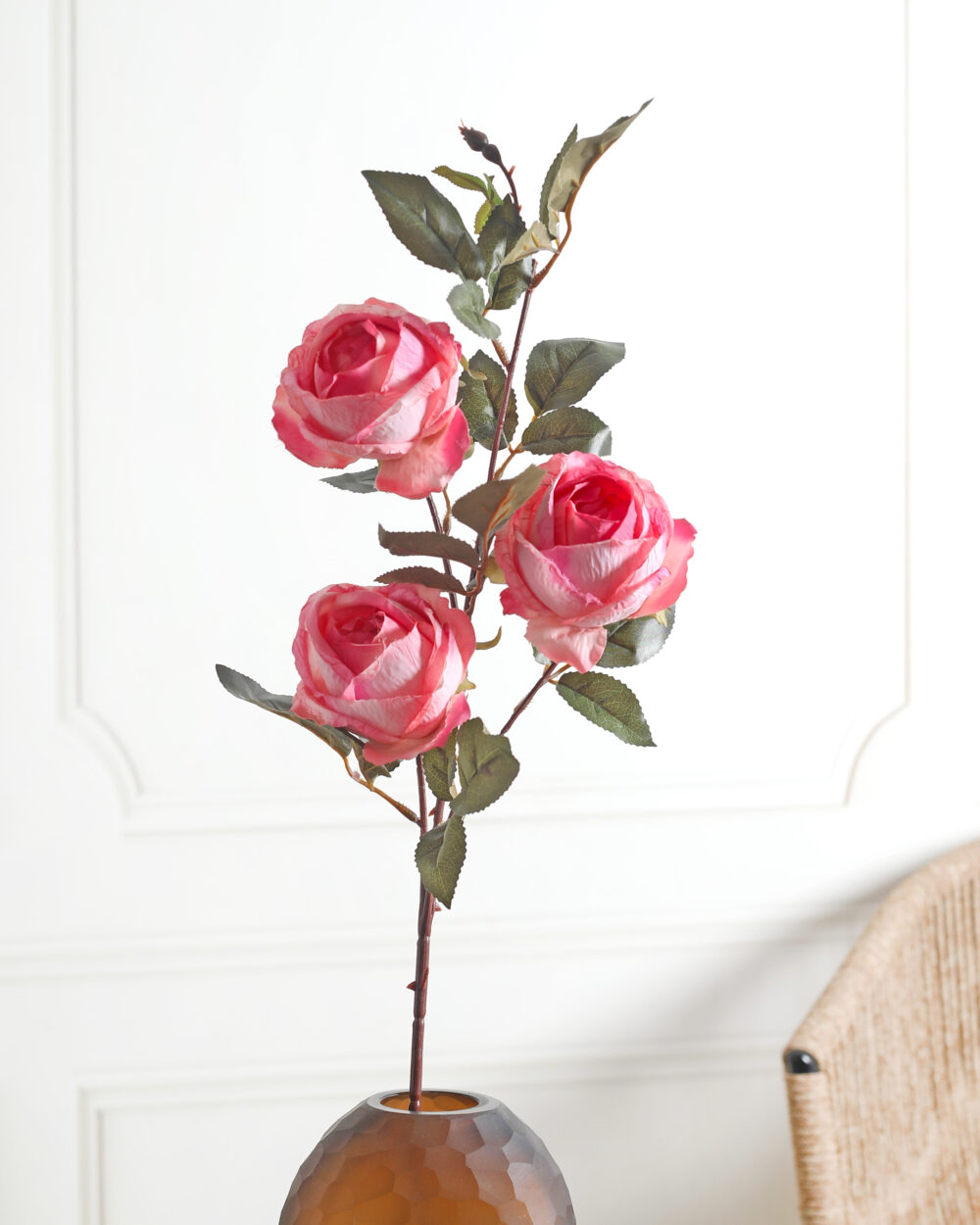 Faux Peony Silk Flower Stem - Pink