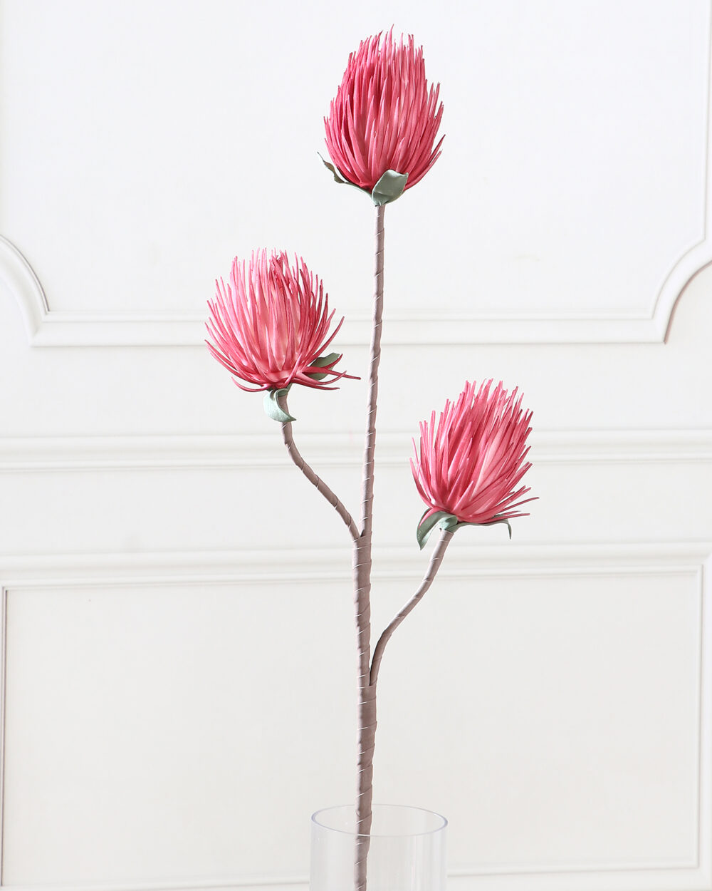 Artificial Triple Protea Foam Flower Stem - Pink