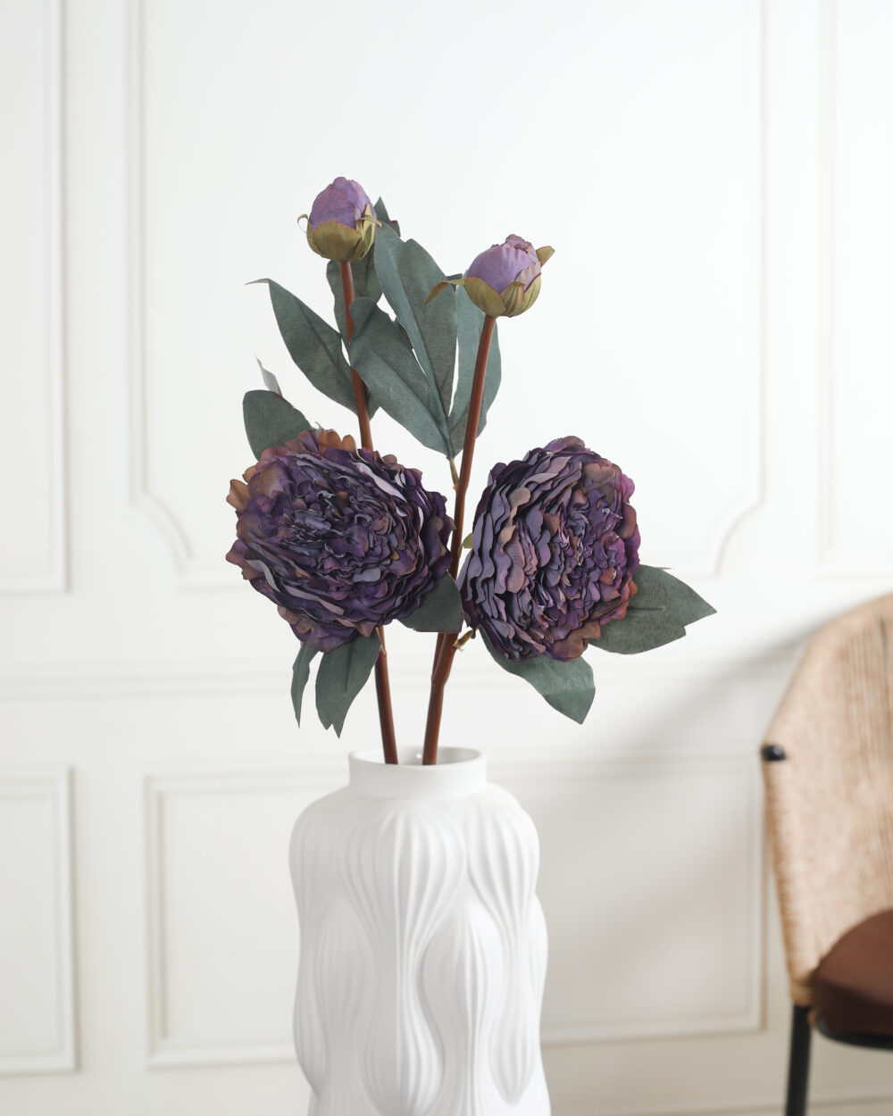 Faux Peony Flower Stem - Purple,Pack of 2