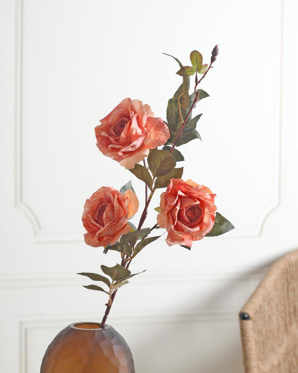 Artificial Cabbage Rose Flower Stem - Peach