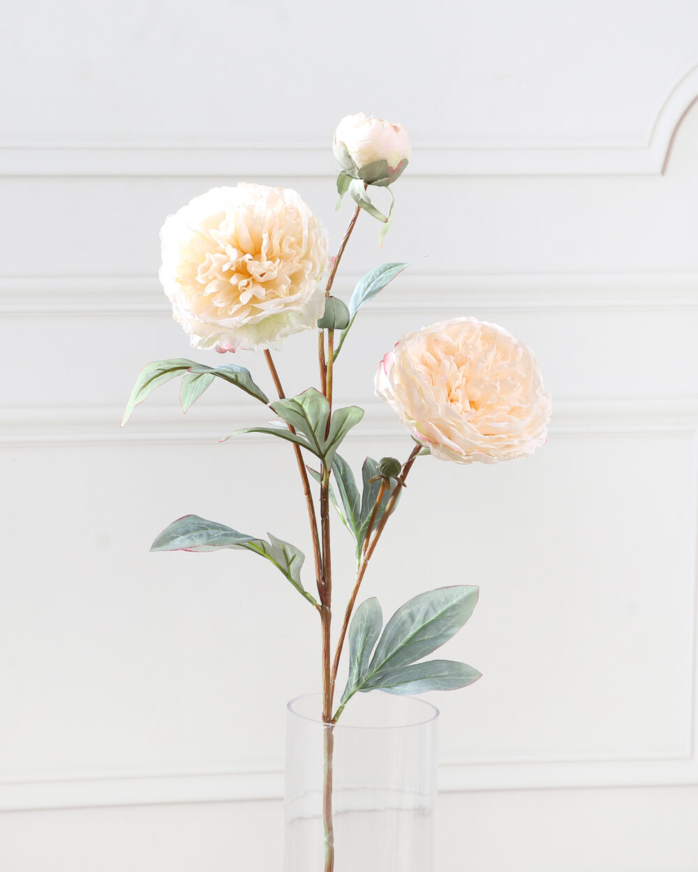Faux Peony Flower Stem - White