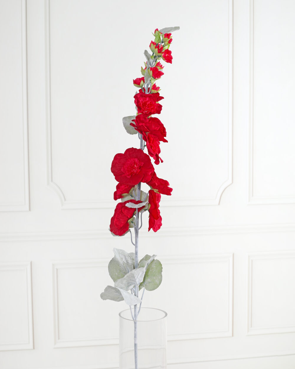 Artificial Hollyhock Flower Stem - Red