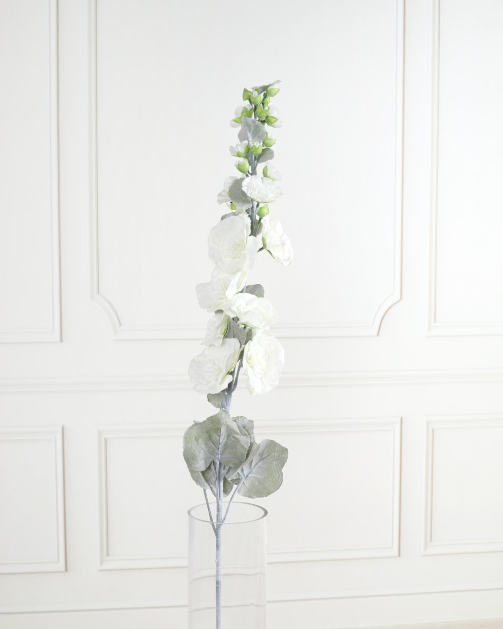 Artificial Hollyhock Flower Stem - White