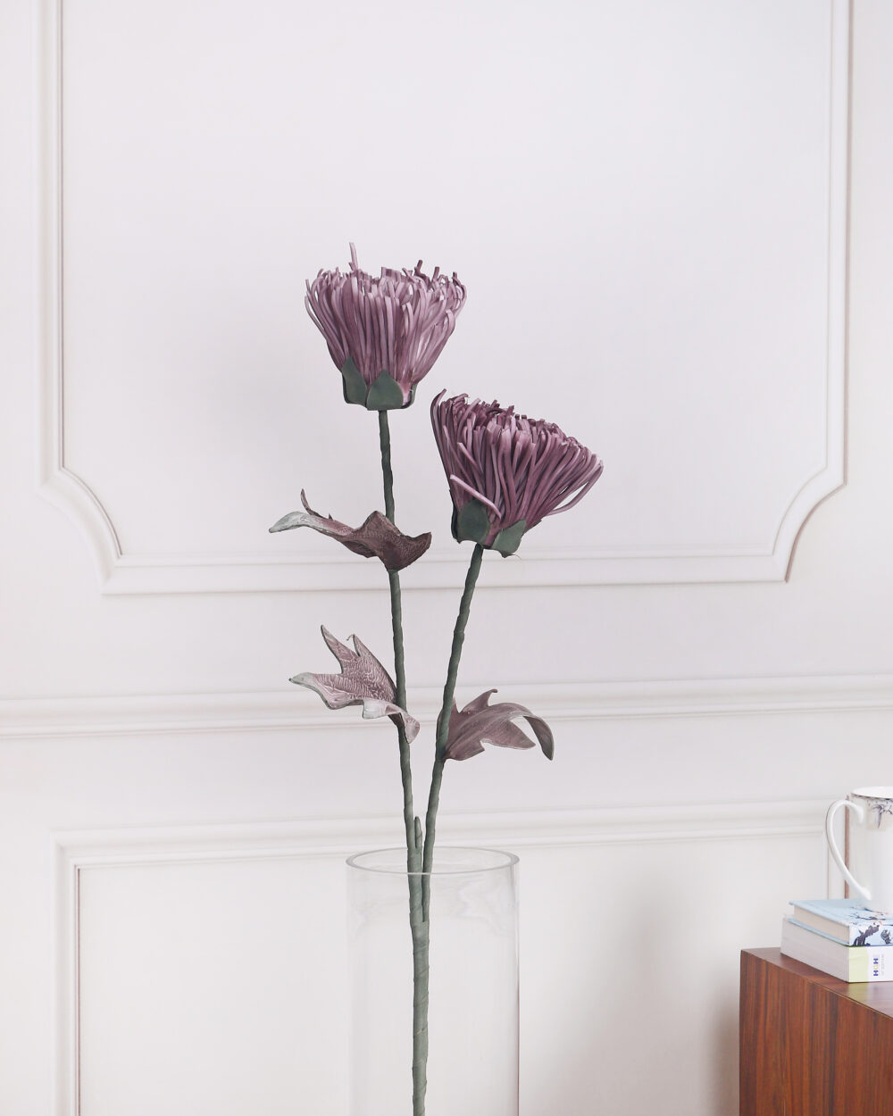 Artificial Pin Cushion Foam Flower Stem - Purple