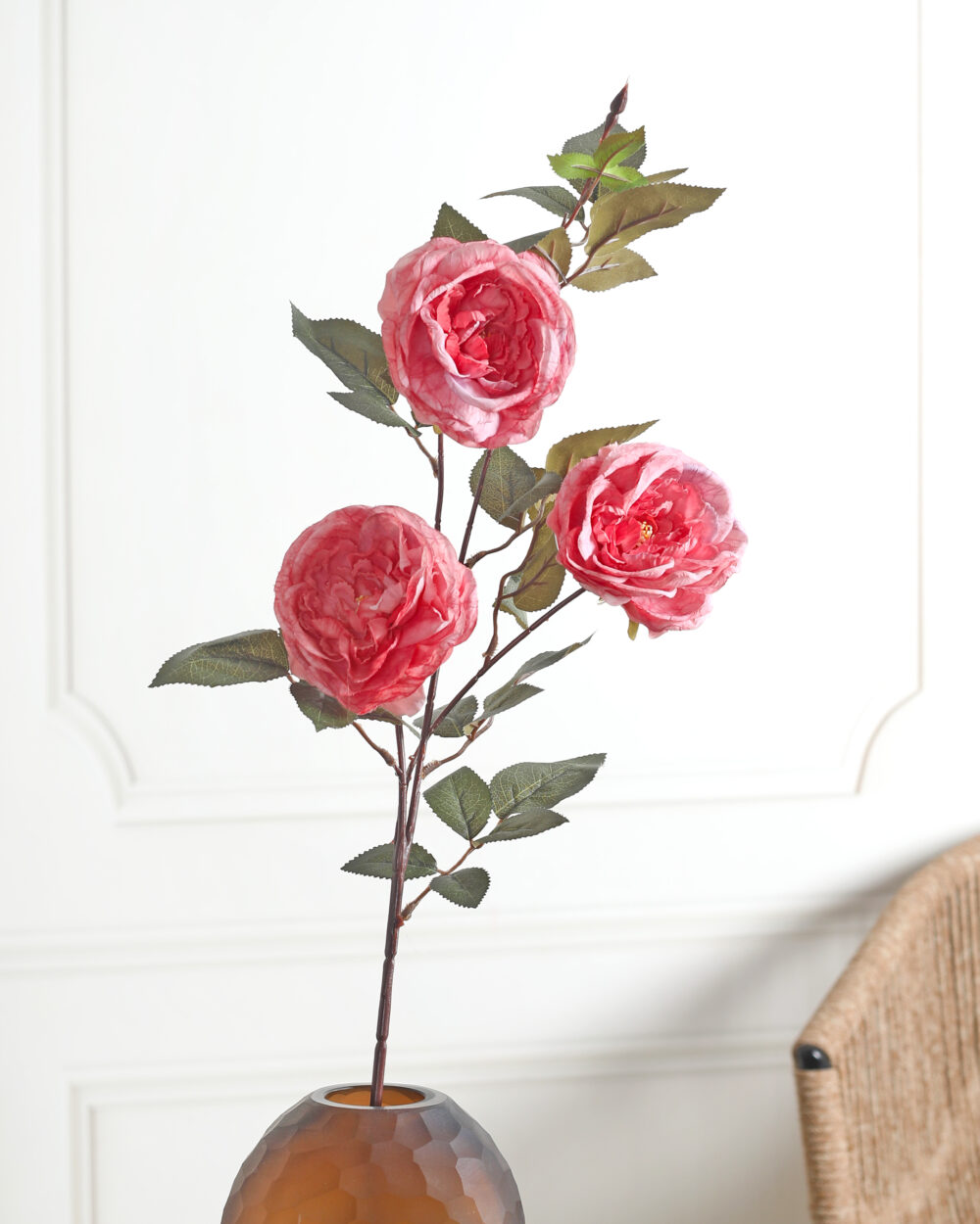 Faux Peony Silk Flower Stem - Pink
