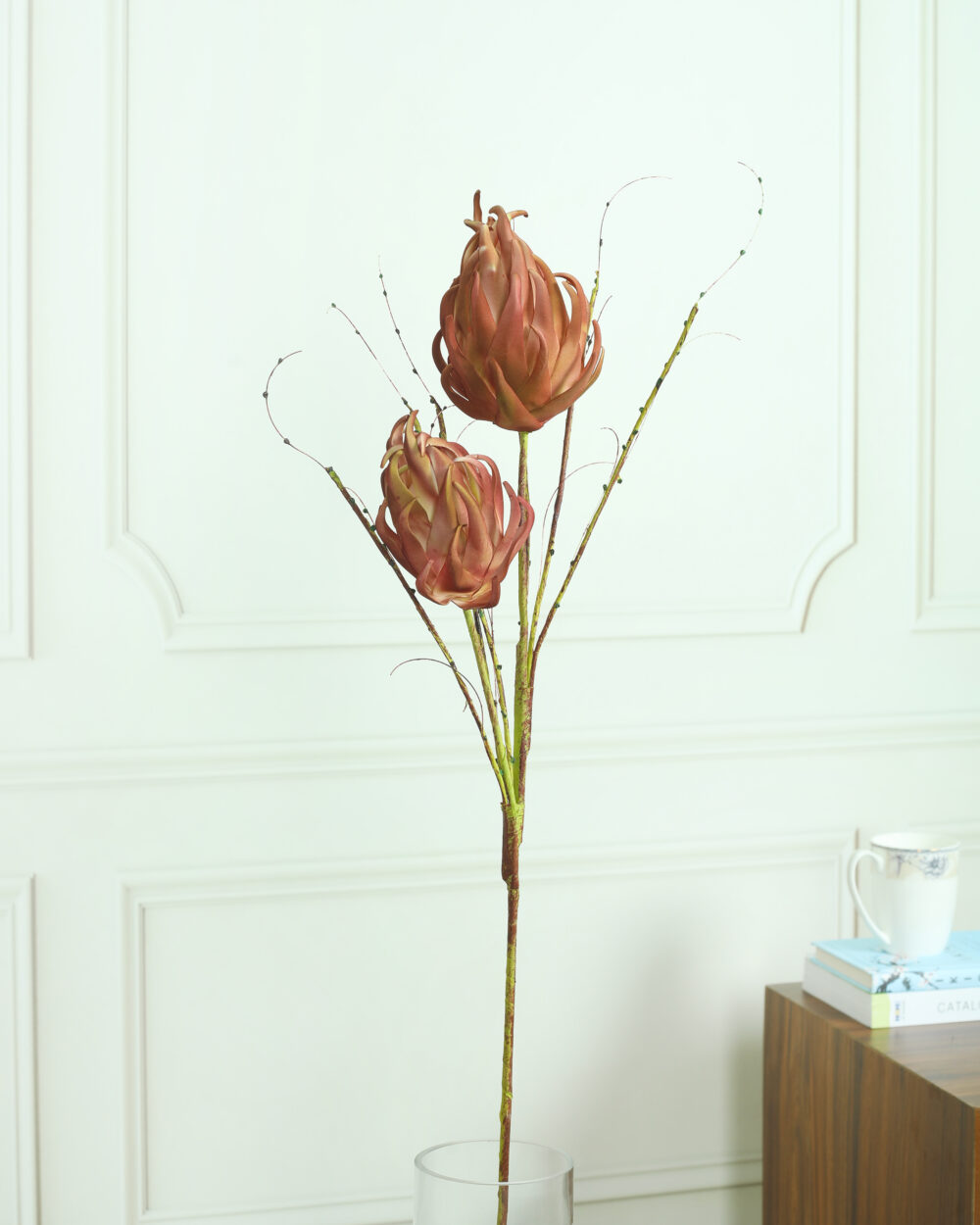 Artificial Queen Protea Foam Flower Stem - Olive