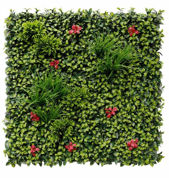 Crimson Delight UV Resistant Artificial Vertical Wall Garden Tile - 1 mtr x 1 mtr