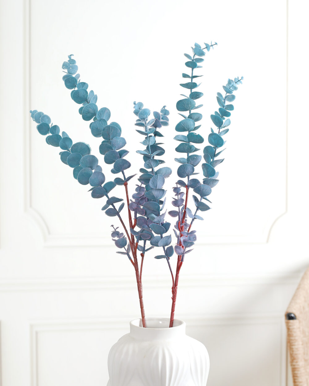 Artificial Real Touch Eucalyptus Leaves Stem - Blue, Pack of 2