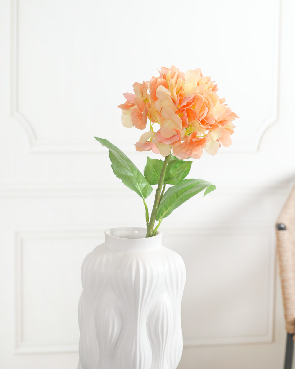 Artificial Real Touch Hydrangea Flower Stem - Orange