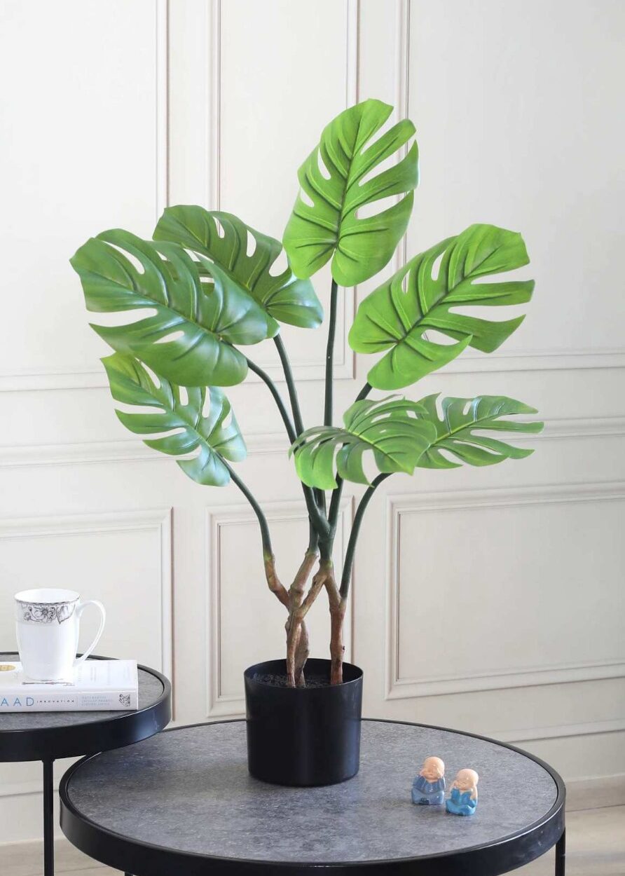 Artificial Monstera Plant With Pot - 2.7 Feet