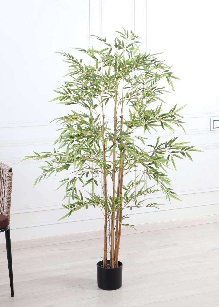 Artificial Real Touch Fishpole Bamboo Plant with Pot - 5 Feet