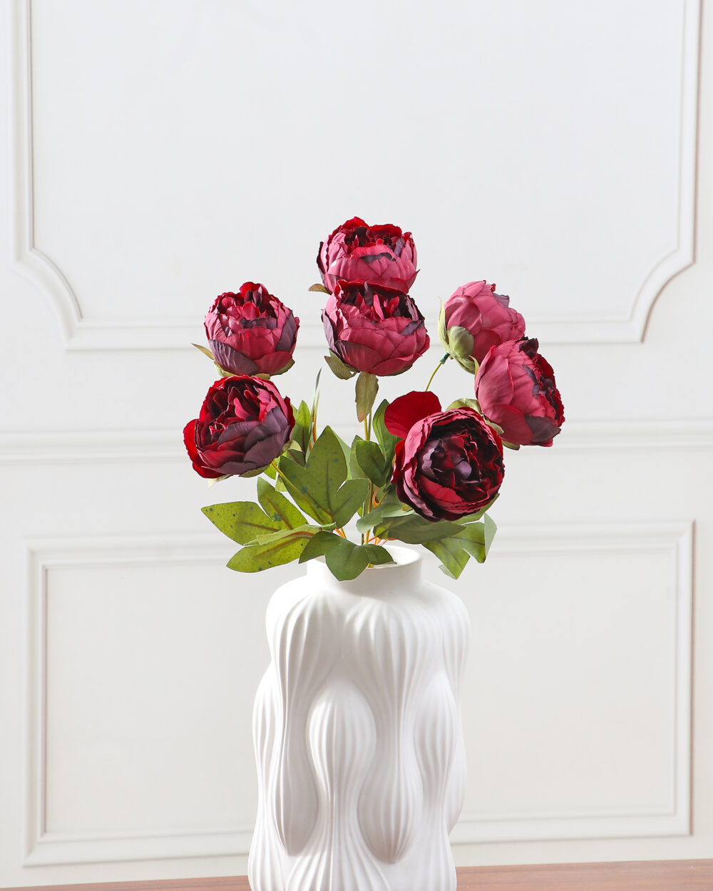 Artificial Peony Flower Bunch - Maroon