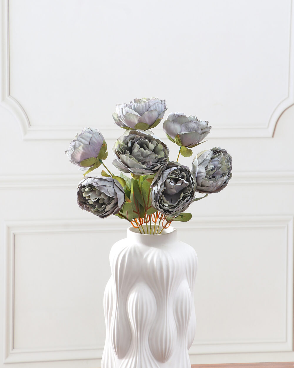 Artificial Peony Flower Bunch - Grey