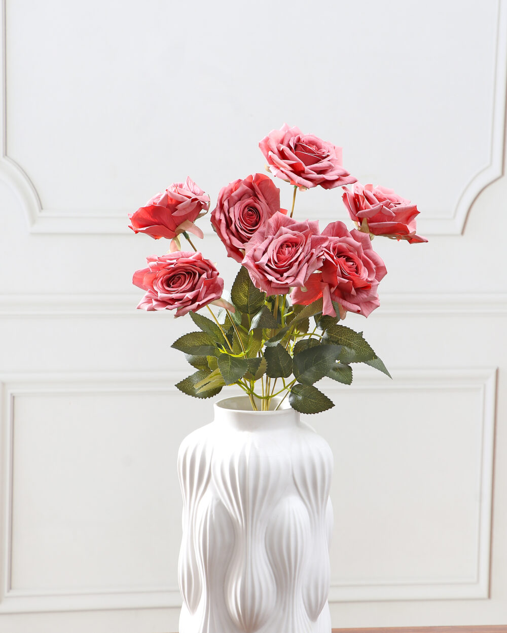 Artificial Camellia Rose Flower Bunch - Dark Pink