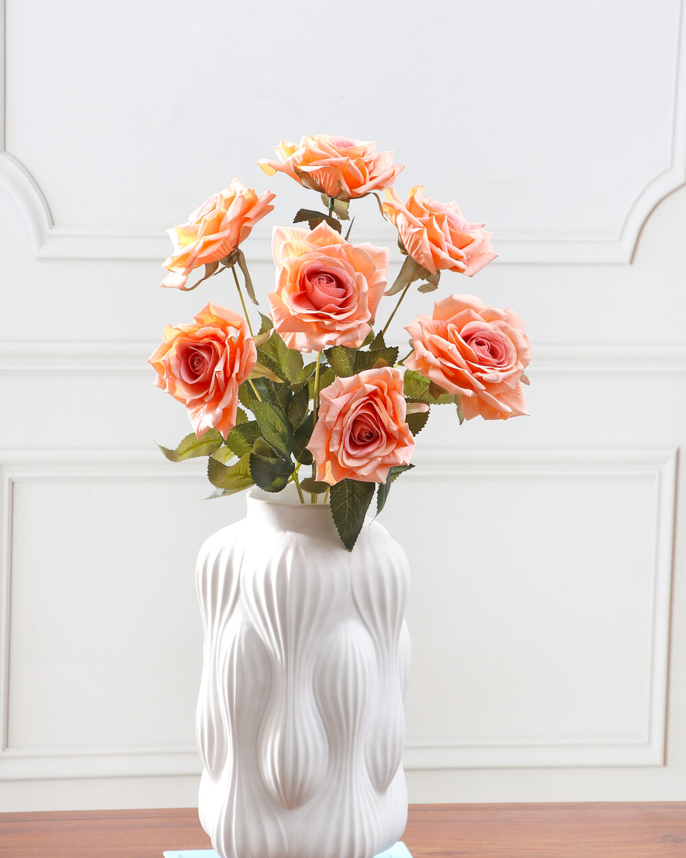 Artificial Camellia Rose Flower Bunch - Peach