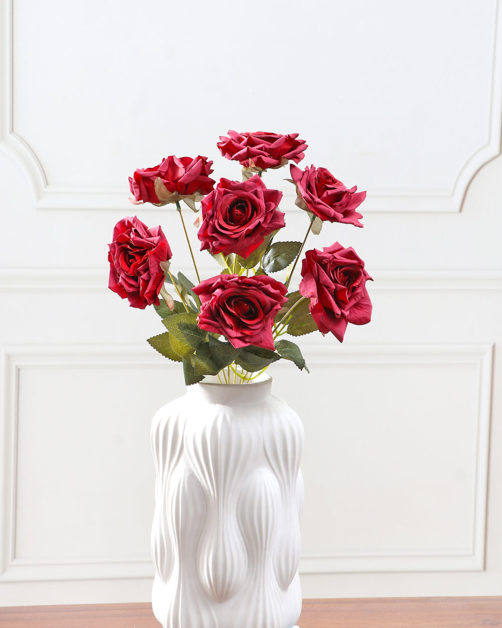 Artificial Camellia Rose Flower Bunch - Red