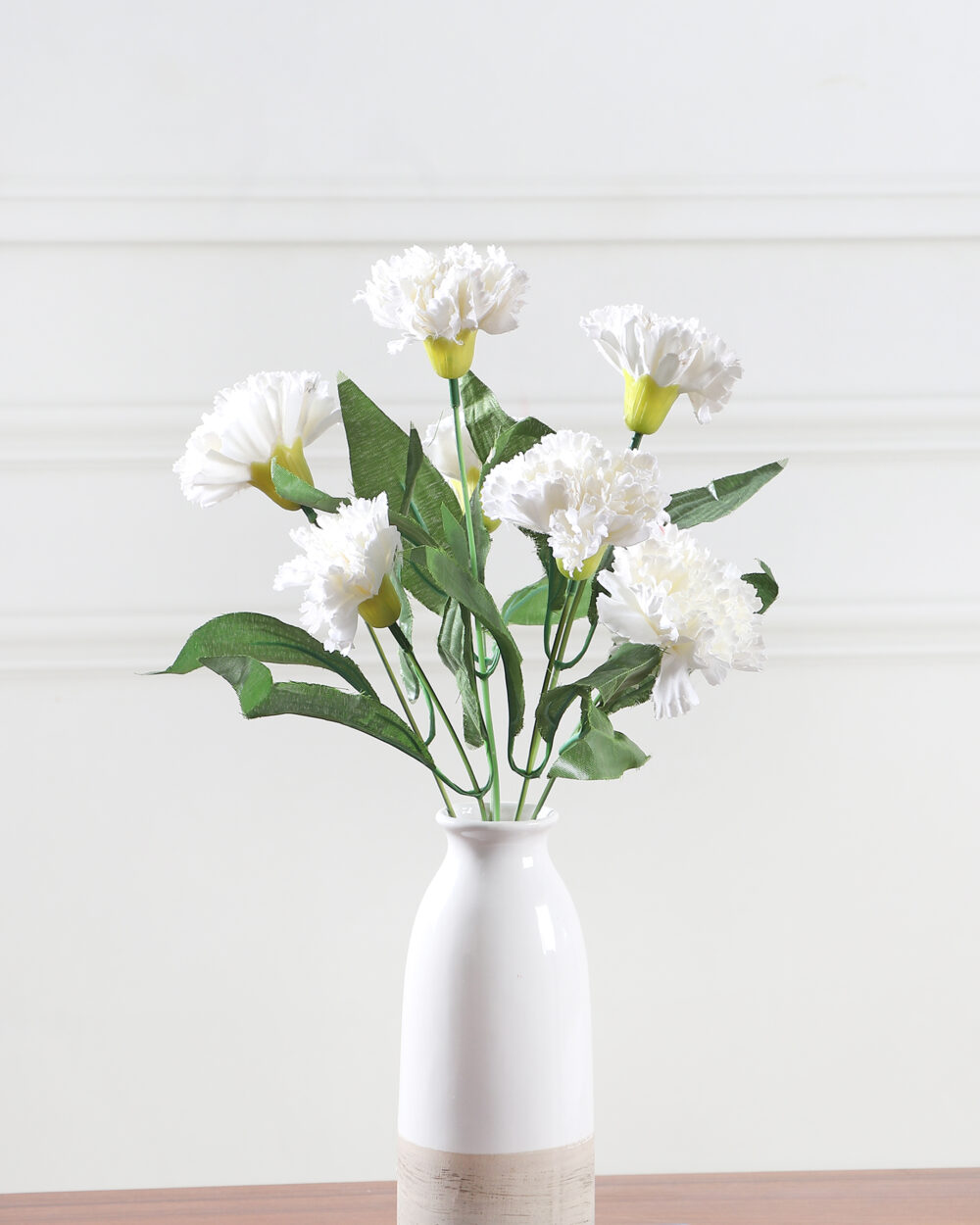Artificial Carnation Flower Bunch - White