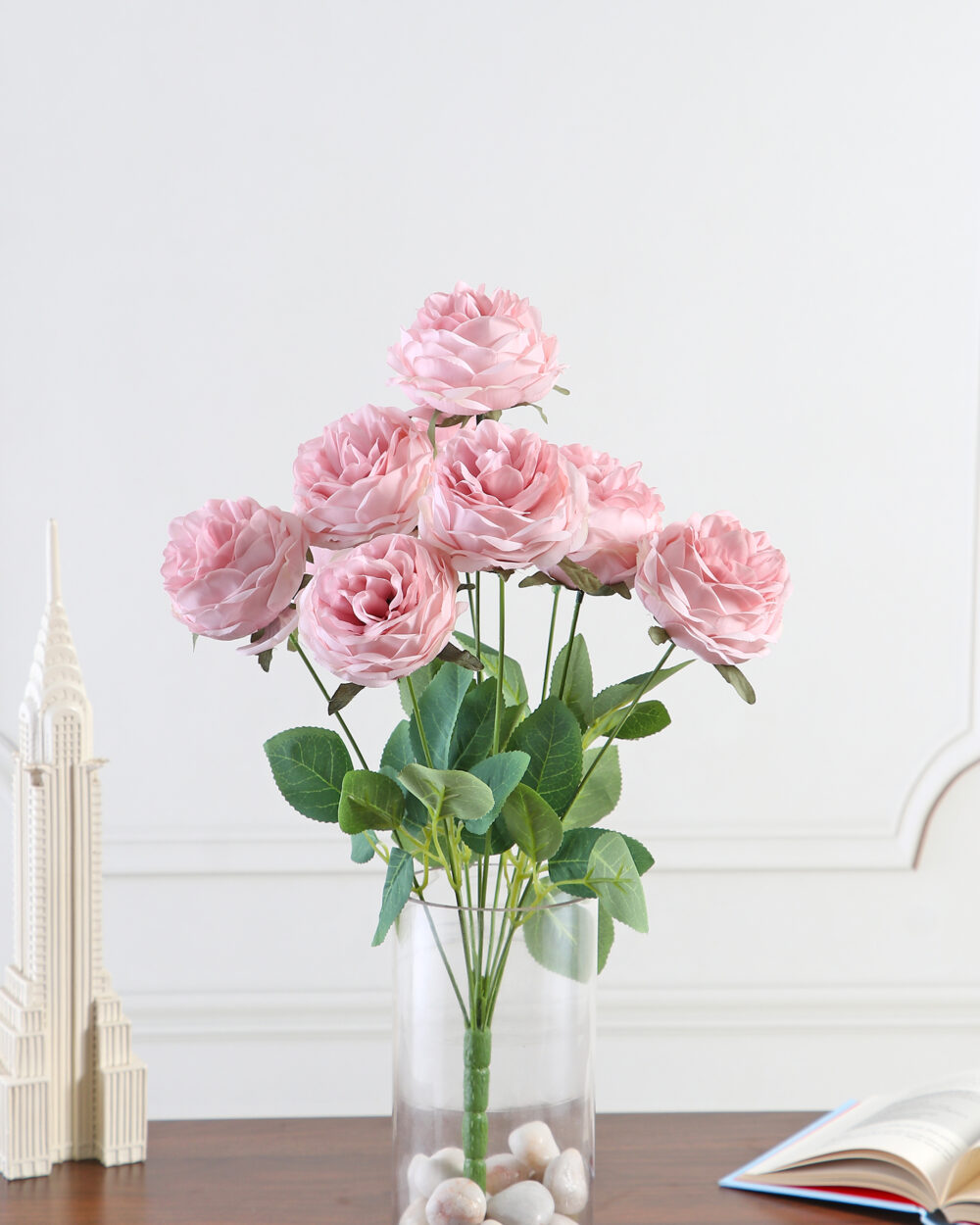 Artificial Camellia Rose Flower Bunch - Light Pink