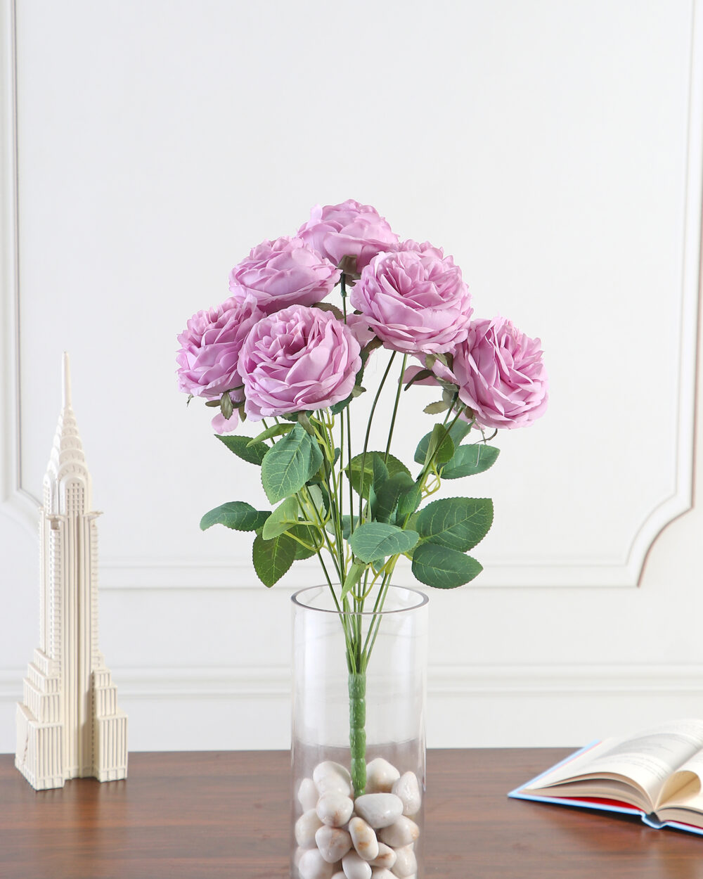 Artificial Camellia Rose Flower Bunch - Purple