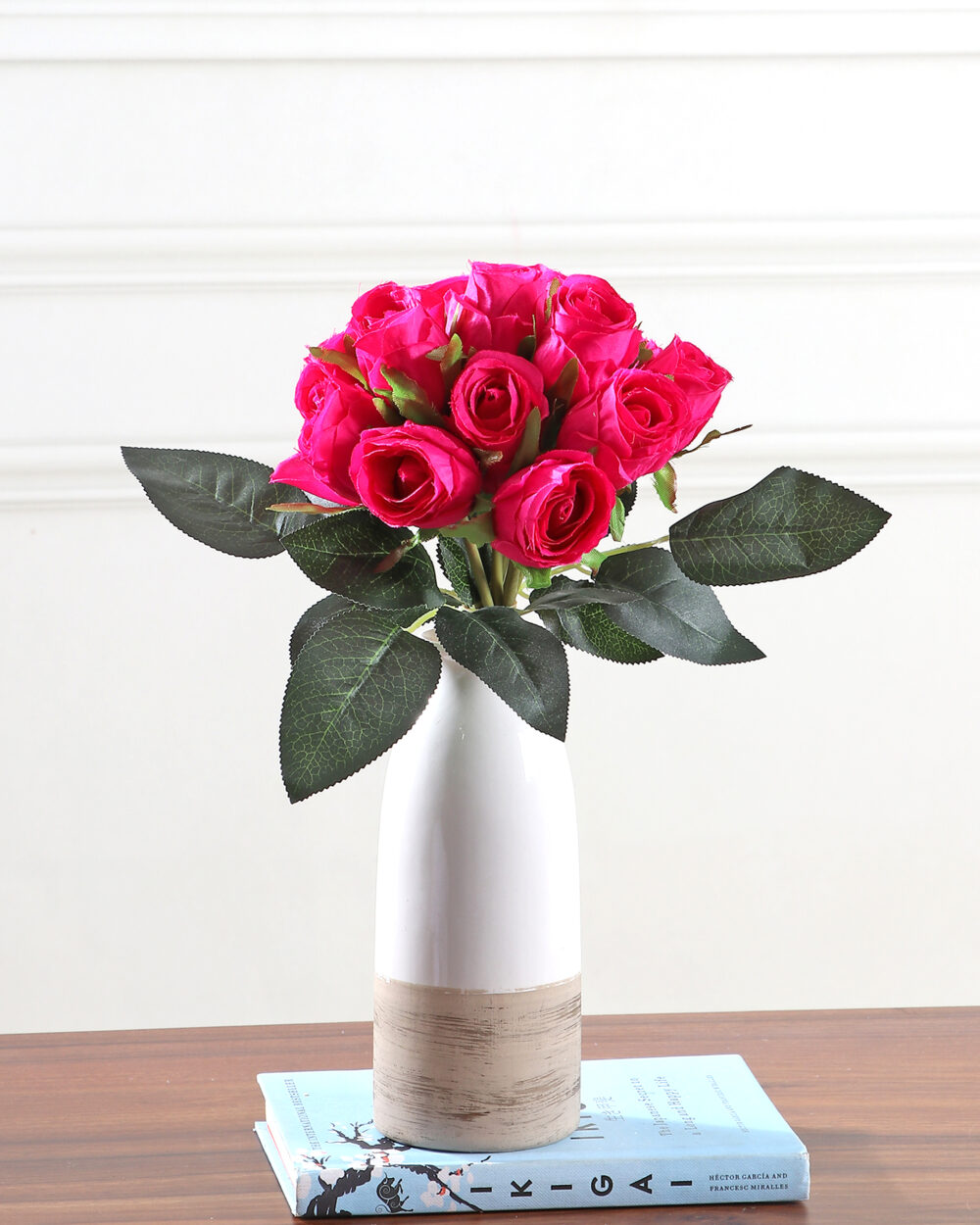 Artificial Camellia Rose Flower Bunch - Dark Pink