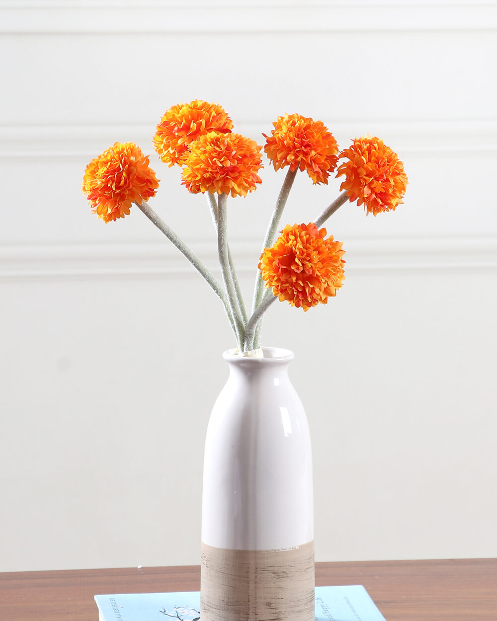 Artificial Chrysanthemum Flower Bunch - Orange