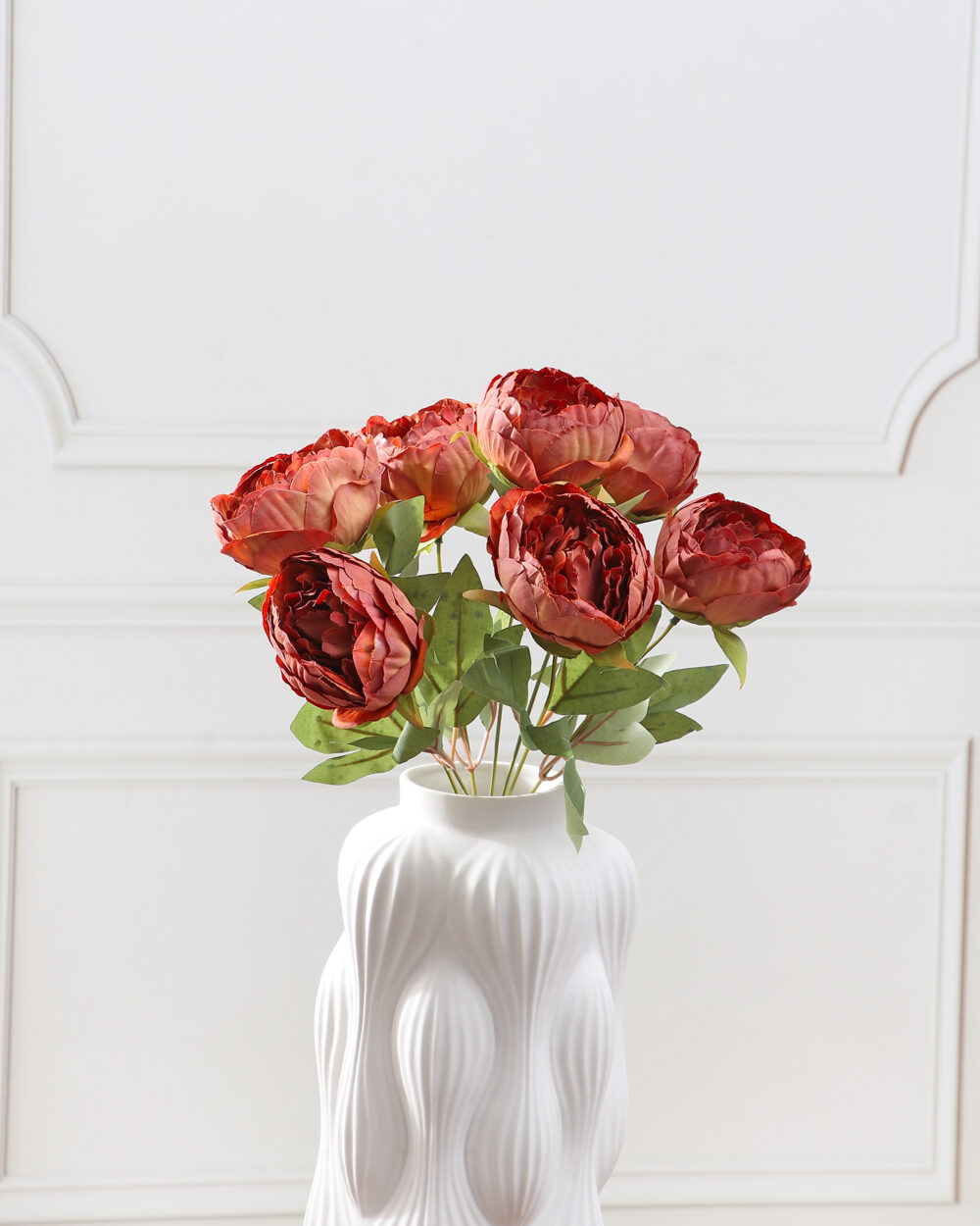 Artificial Peony Flower Bunch - Brown