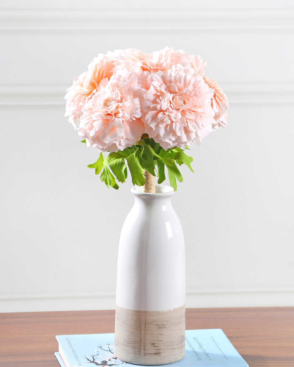 Artificial Marigold Flower Bunch - Peach