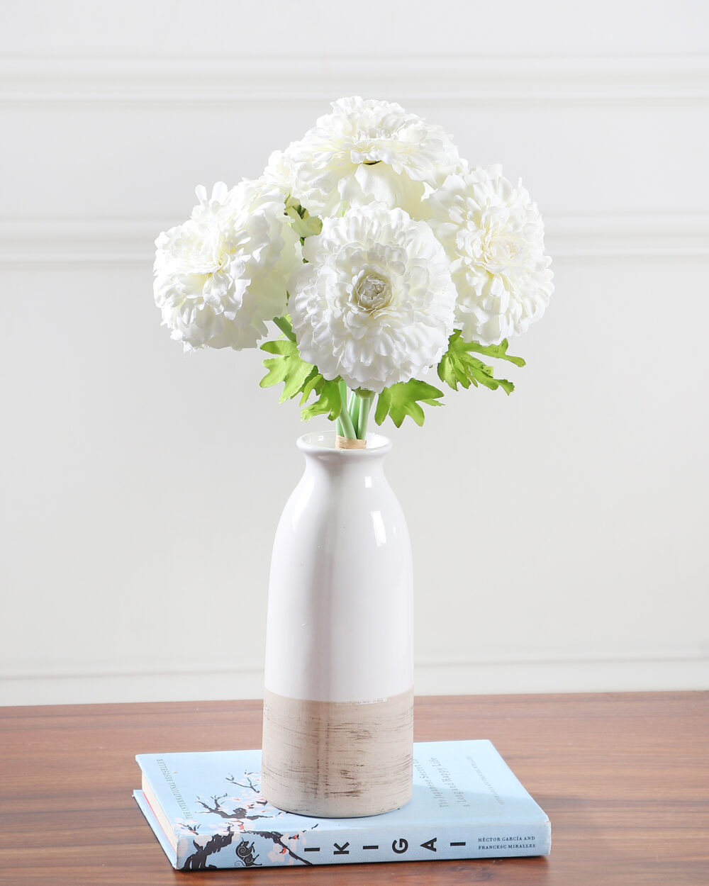 Artificial Marigold Flower Bunch - White