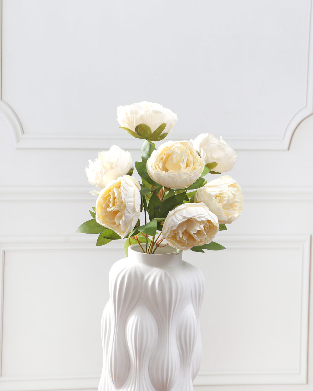Artificial Peony Flower Bunch - White