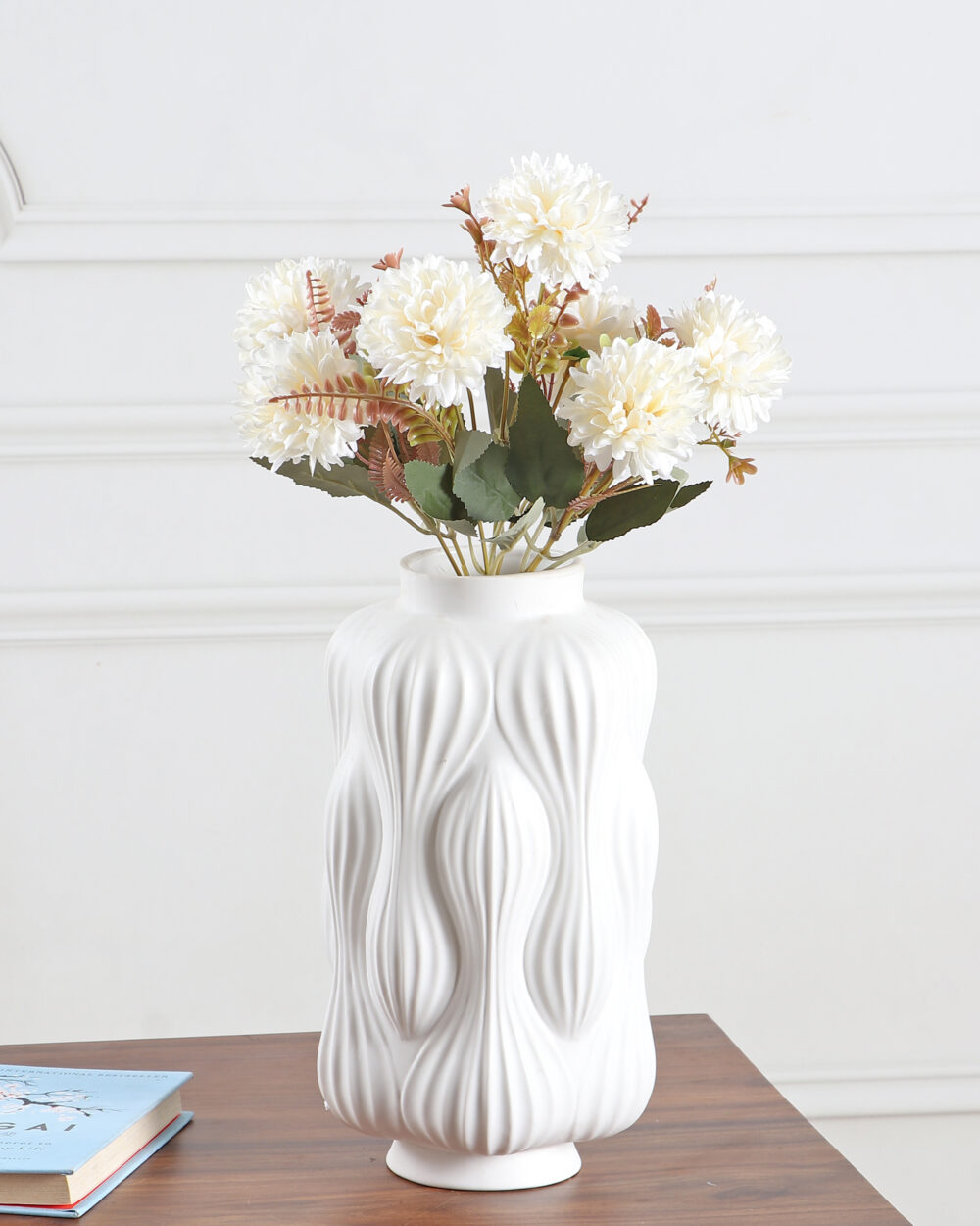 Artificial Chrysanthemum Flower Bunch - White