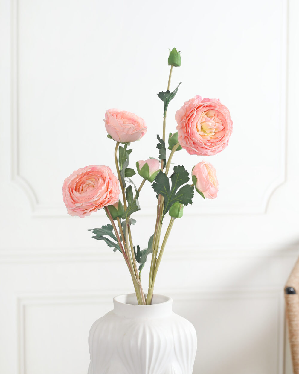 Artificial Camellia Rose Flower Bunch - Peach