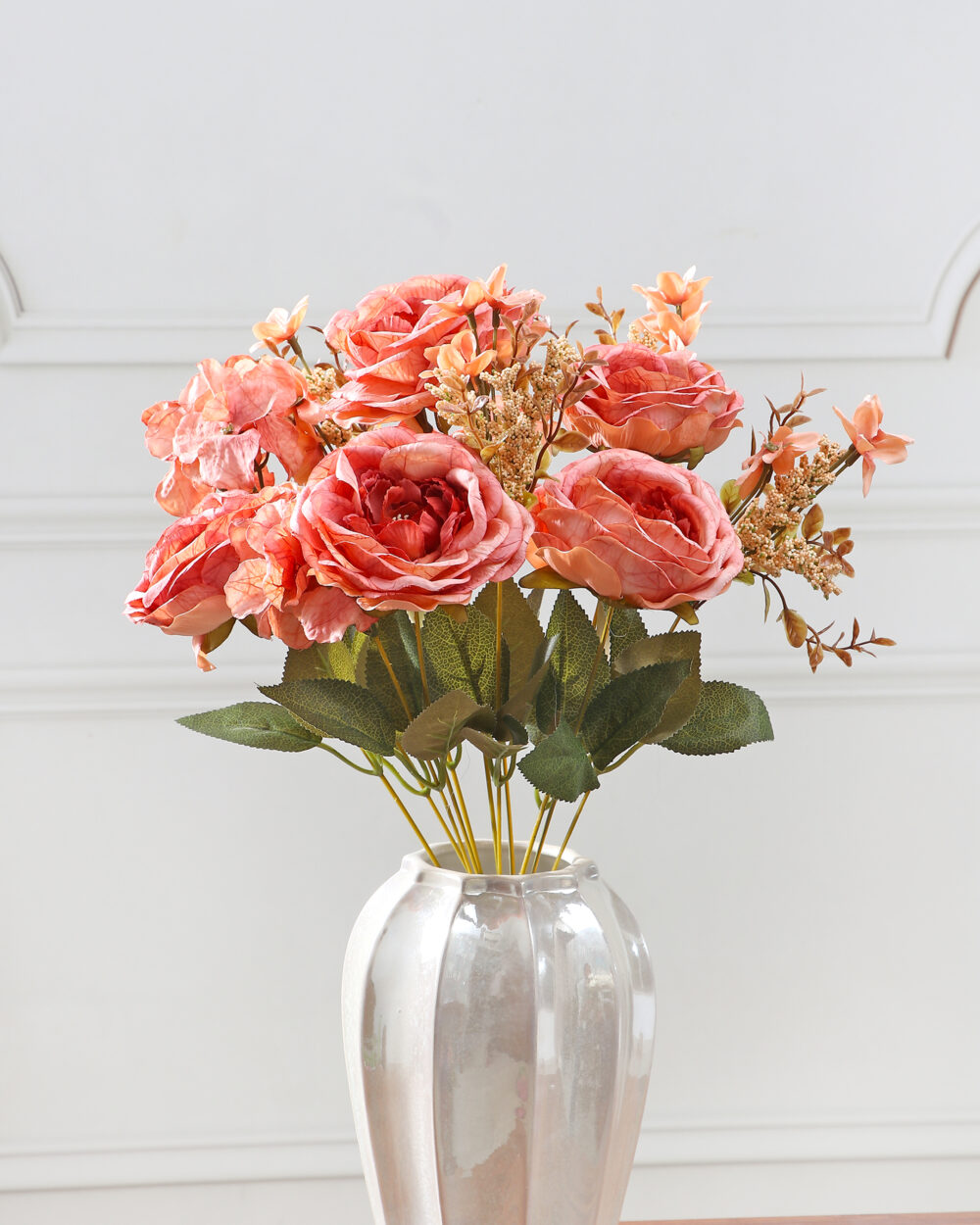 Artificial Autumn Peony Flower Bunch - Beige