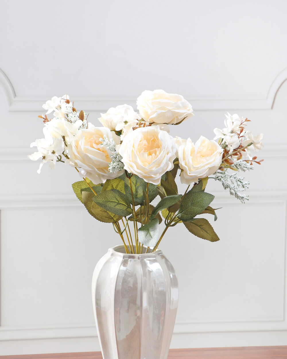 Artificial Autumn Peony Flower Bunch - White