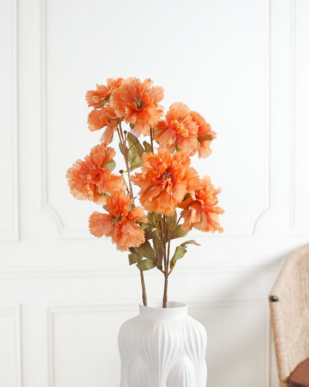 Faux Carnation Flower Stems - Orange, Pack of 2