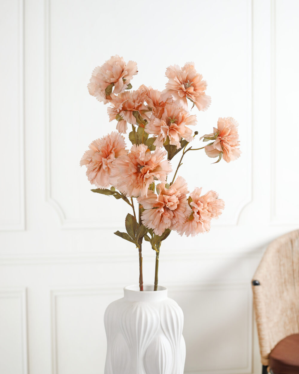 Faux Carnation Flower Stems - Peach, Pack of 2