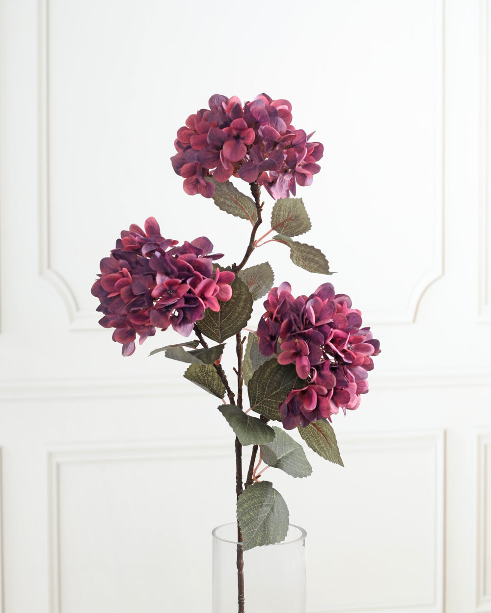 Artificial Hydrangea Silk Flower Stem - Maroon
